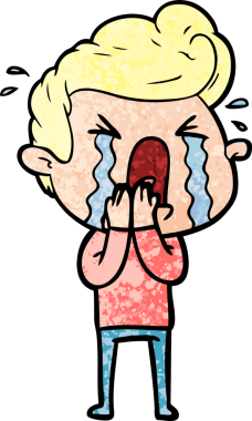 Bir insan tarafından çizilmiş ağlayan bir karikatür.