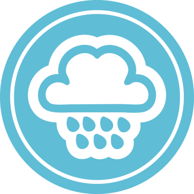 Bir insan tarafından çizilmiş yağmur bulutu dairesel simgesi