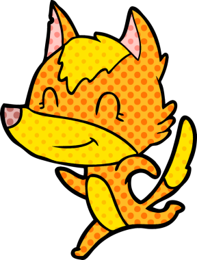 Bir insan tarafından çizilmiş tilki çizgi film karakteri