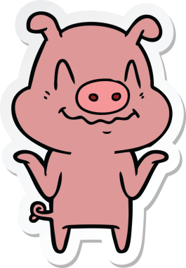 Bir insan tarafından çizilmiş sinirli bir domuzun çıkartması.