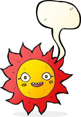 bir insan tarafından çizilmiş konuşma balonlu mutlu güneş çizgi filmi