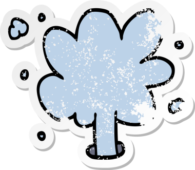 Bir insan tarafından çizilmiş su fışkırtan karikatür çıkartması.