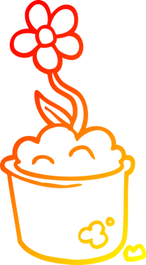 Bir insan tarafından çizilmiş karikatür saksısının sıcak çizgi çizimi