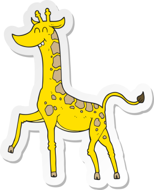 Bir insan tarafından çizilmiş bir zürafanın çıkartması.