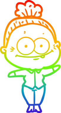 Gökkuşağı gradyan çizgi çizimi Bir insan tarafından çizilmiş mutlu yaşlı kadın