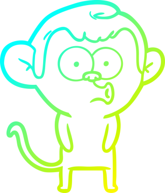 Bir insan tarafından çizilen korna çalan bir maymunun soğuk çizgi çizimi.