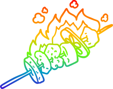 gökkuşağı gradyan çizgi çizimi bir insan tarafından çizilmiş kebap çubukları