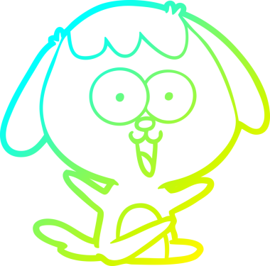 Bir insan tarafından çizilmiş şirin bir çizgi köpeğin soğuk gradyan çizgisi.