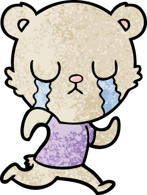 Bir insan tarafından çizilmiş ağlayan ayı karikatürü.