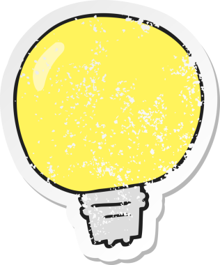 Bir insan tarafından çizilmiş bir karikatür ampulünün gerilimli yapıştırması.