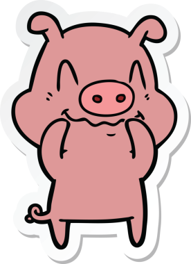 Bir insan tarafından çizilmiş sinirli bir domuzun çıkartması.