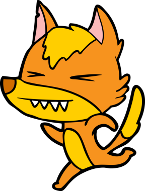 Bir insan tarafından çizilmiş tilki çizgi film karakteri