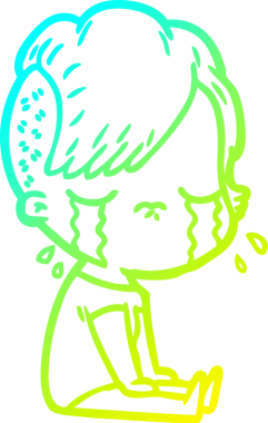 Bir insan tarafından çizilmiş ağlayan bir çizgi film kızı çizimi.