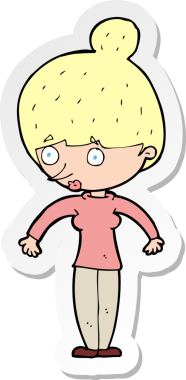 Bir insan tarafından çizilmiş bir karikatür kadının çıkartması.