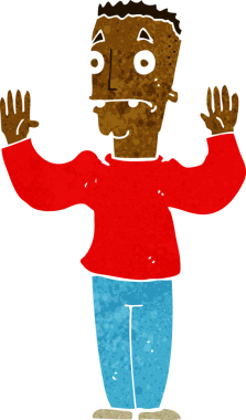 Bir insan tarafından çizilen karikatür adam teslim oluyor.