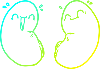 Bir insan tarafından çizilmiş mutlu böbreklerin çizimi.