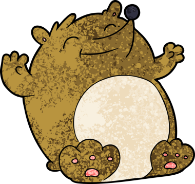 Bir insan tarafından çizilmiş çizgi film ayısı.