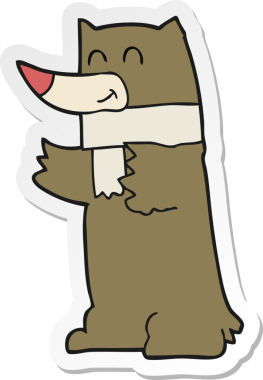 Bir insan tarafından çizilmiş çizgi film ayısının çıkartması.