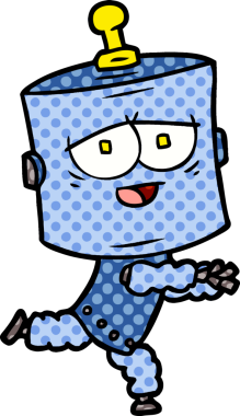 Bir insan tarafından çizilmiş çizgi film robotu