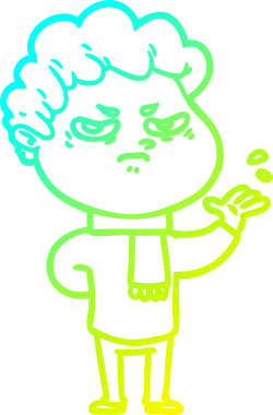 Bir insan tarafından çizilmiş kızgın bir adamın soğuk çizgi çizimi.