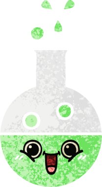 Bir insan tarafından çizilen test tüpünün retro çizim stili karikatürü