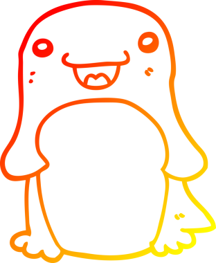 Bir insan tarafından çizilen karikatür pengueninin sıcak çizgi çizimi