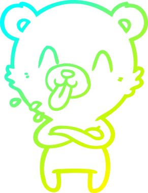 Bir insan tarafından çizilmiş dilden çıkmış kaba bir kutup ayısının soğuk çizgi çizimi.