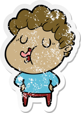 Bir insan tarafından çizilmiş bir çizgi film karakterinin sıkıntılı çıkartması.