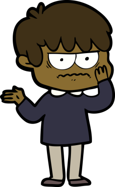 Bir insan tarafından çizilmiş sinirli çizgi film çocuğu.