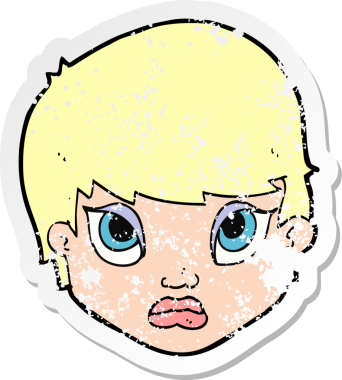 Bir insan tarafından çizilmiş somurtkan bir karikatürün gerilimli yapıştırması.