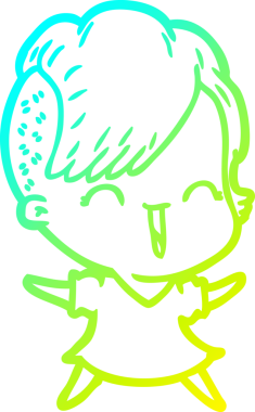 Bir insan tarafından çizilmiş, mutlu bir hipster kız çizgi filmi.