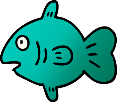 Bir insan tarafından çizilmiş bir deniz balığının el çizimi karikatürü.