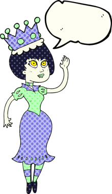 El yazısıyla çizilmiş çizgi roman konuşma balonu. Bir insan tarafından çizilmiş vampir kraliçesi.