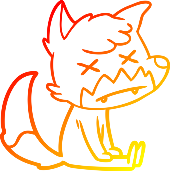 Bir insan tarafından çizilen ölü tilkinin sıcak çizgi çizimi