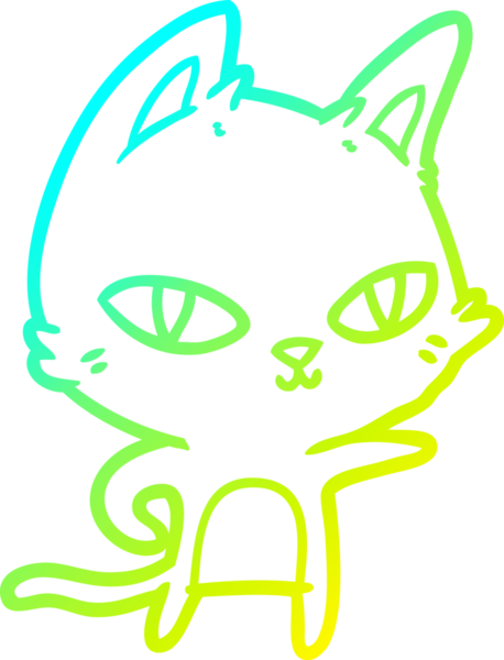 Bir çizgi film kedisinin insan tarafından çizilmiş soğuk çizgi çizimi.