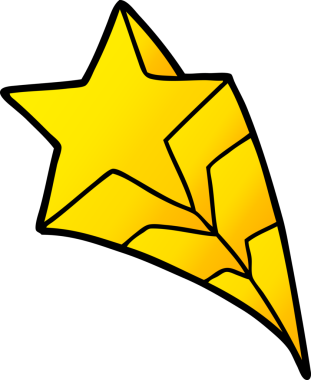 Bir insan tarafından çizilmiş bir çizgi film yıldızı.