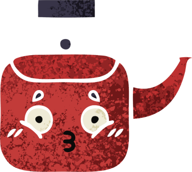 Bir insan tarafından çizilmiş bir çaydanlığın retro çizim tarzı karikatürü