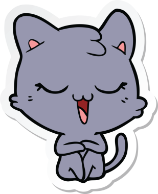 Bir insan tarafından çizilmiş mutlu çizgi film kedisinin çıkartması.