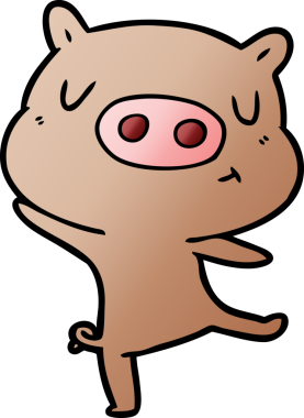 Bir insan tarafından çizilmiş domuz dansı.