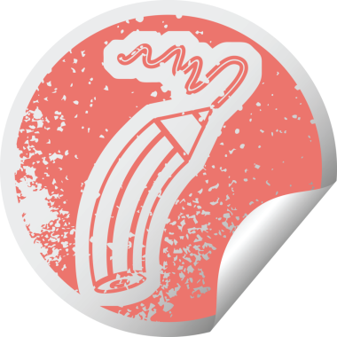 Bir insan tarafından çizilmiş bir çizgiyi çizen bir kalemin sıkıntılı yapıştırma simgesi çizimi