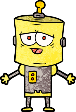 Bir insan tarafından çizilmiş çizgi film robotu