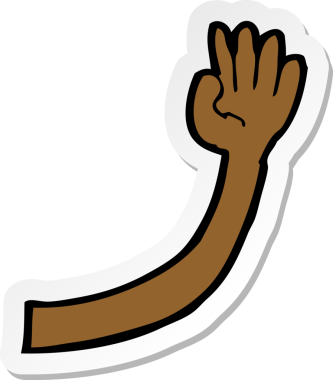 Bir insan tarafından çizilmiş bir karikatür kolunun çıkartması.