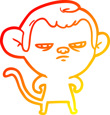 Bir insan tarafından çizilmiş çizgi film maymunu çizimi