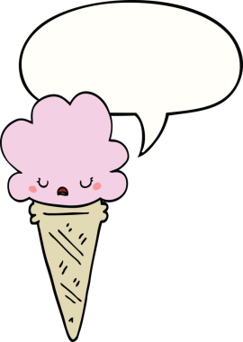 Bir insan tarafından çizilmiş yüz ifadeli çizgi film dondurması.