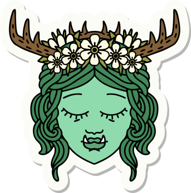 Bir insan tarafından çizilmiş bir ork Druid karakterinin çıkartması