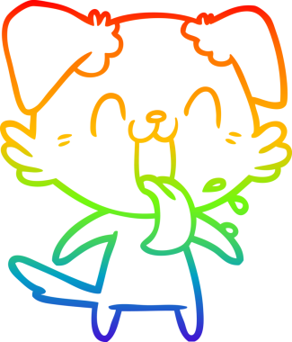 Gökkuşağı gradyan çizgi çizimi Bir insan tarafından çizilmiş nefes nefese bir köpek