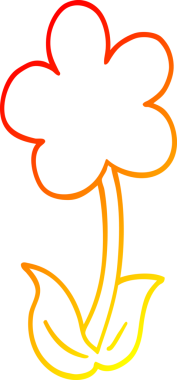 Bir insan tarafından çizilmiş sevimli bir karikatür çiçeğinin sıcak çizgi çizimi