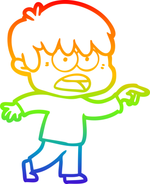 Bir insan tarafından çizilmiş endişeli bir çizgi film çocuğunun çizimi.