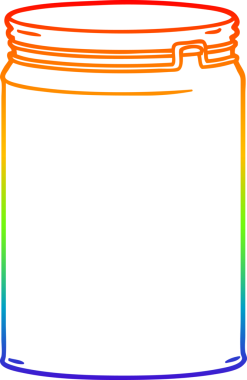 gökkuşağı gradyan çizgi çizimi bir insan tarafından çizilmiş boş cam kavanoz