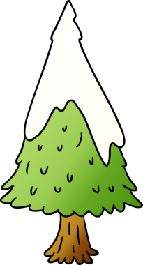 El çizimi çizgi film karalaması. Bir insan tarafından çizilmiş tek bir kar ağacı.